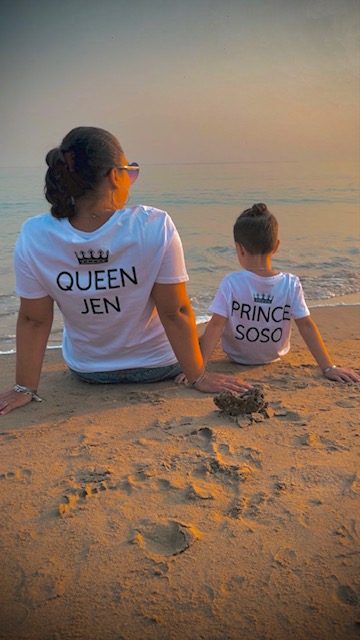 t-shirt personnalisé mère et fils à la plage